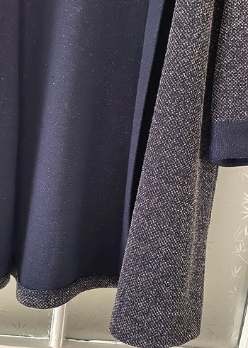 Lacivert simli şal yaka kadın penye ceket - Görsel 6