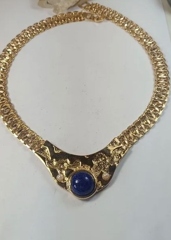 Diğer Altin Tonlu Lapis Lazuli Tasli Vintage Kolye