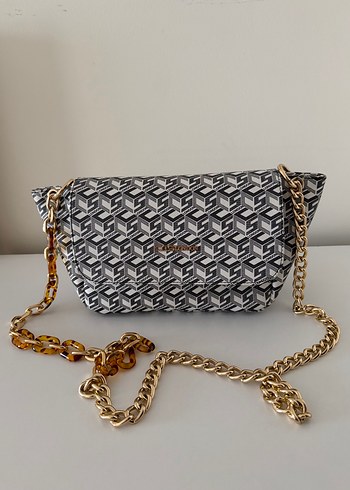 Gri Zincir Detaylı Kadın Omuz Çantası - Görsel 2