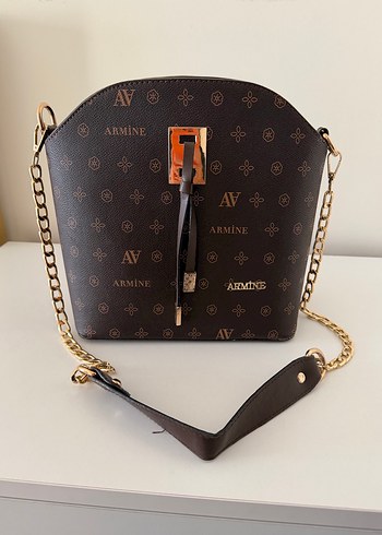 Zincir Detaylı Kahverengi Deri Kadın Çanta - Görsel 2