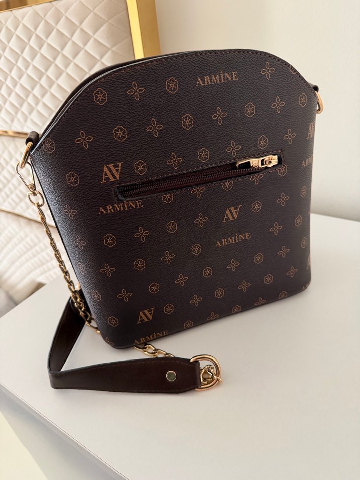 Zincir Detaylı Kahverengi Deri Kadın Çanta - Görsel 3