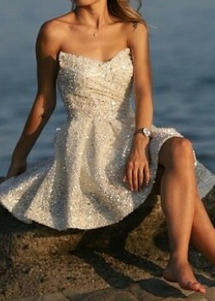 Mini gelinlik,after parti elbisesi,dış çekim elbisesi  - Görsel 2