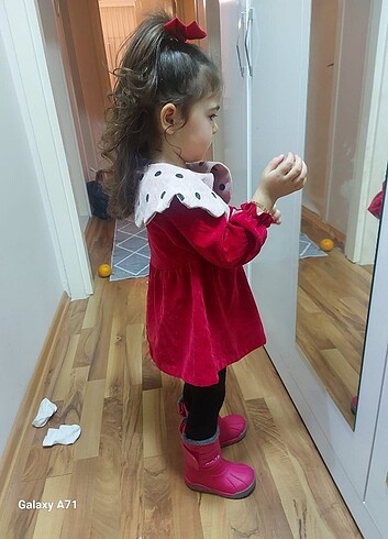 H&M 3,4 yaş Kız çocuk elbise ,kırmızı kadife kız çocuk elbise