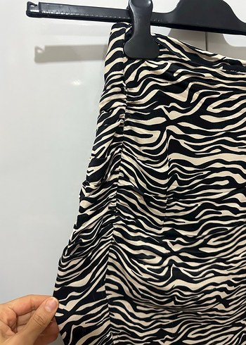 Zebra Desenli Pilili Uzun Midi Etek - Görsel 6