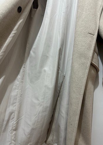 Bershka Bej Çift Düğmeli Kaban - Görsel 8