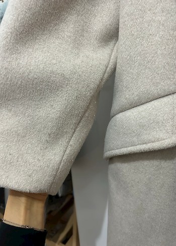 Bershka Bej Çift Düğmeli Kaban - Görsel 9