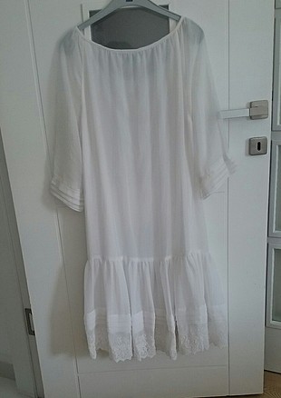 Mudo Beyaz tül kol detaylı mudo elbise