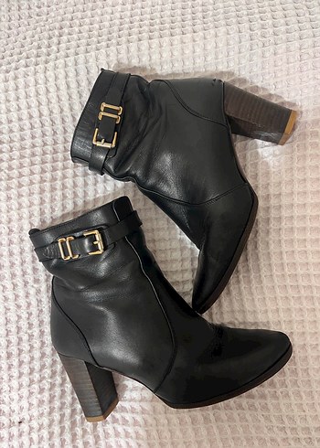 Massimo Dutti Sik Siyah Deri Bilek Bot