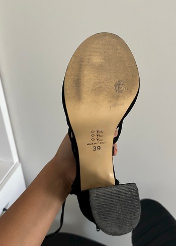 Diğer Siyah Süet Bağcıklı Stiletto Topuklu Ayakkabı