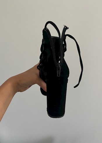 39 Beden siyah Renk Siyah Süet Bağcıklı Stiletto Topuklu Ayakkabı