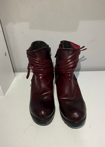 Diğer Bordo Deri Topuklu Bot