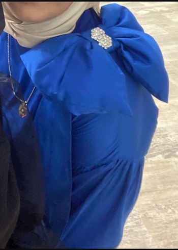 Uzun Mavi Kadın elbise - Görsel 2