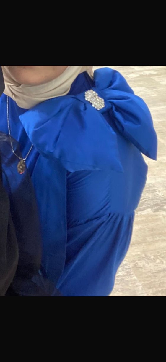 Uzun Mavi Kadın elbise - Görsel 2