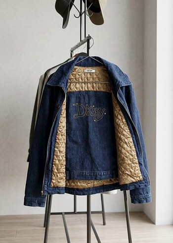 DKNY Kot Ceket Sirti Tas İslemeli Astarli Koyu Mavi