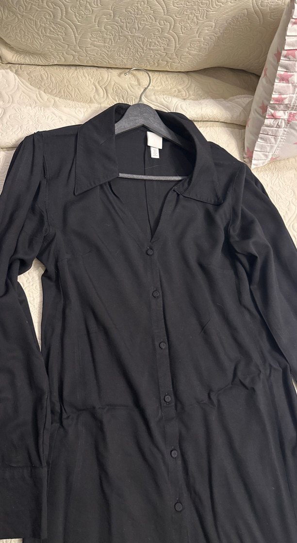 Siyah Uzun Gömlek Elbise H&M — görsel 2/5