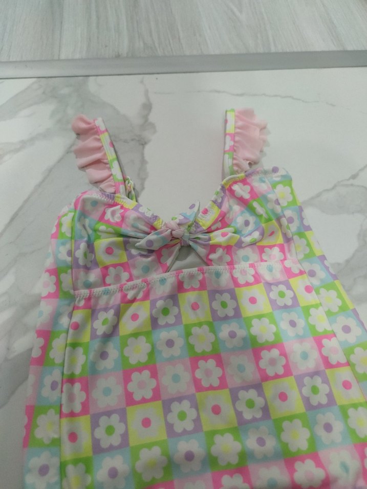 Kız Çocuk Pastel Renkli Desenli Mayo - Görsel 4