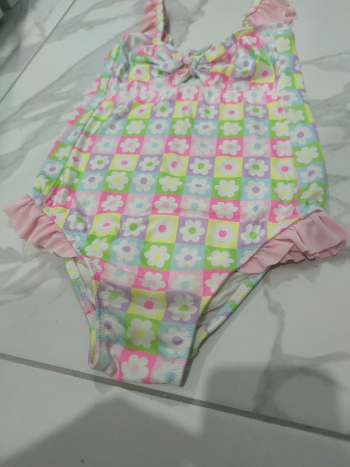 Kız Çocuk Pastel Renkli Desenli Mayo - Görsel 3