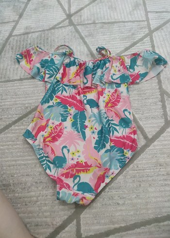 Çiçek Desenli Renkli Kız Çocuk Mayo - Görsel 4