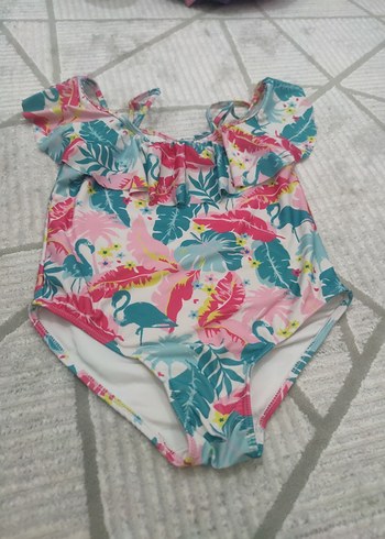 Çiçek Desenli Renkli Kız Çocuk Mayo - Görsel 2