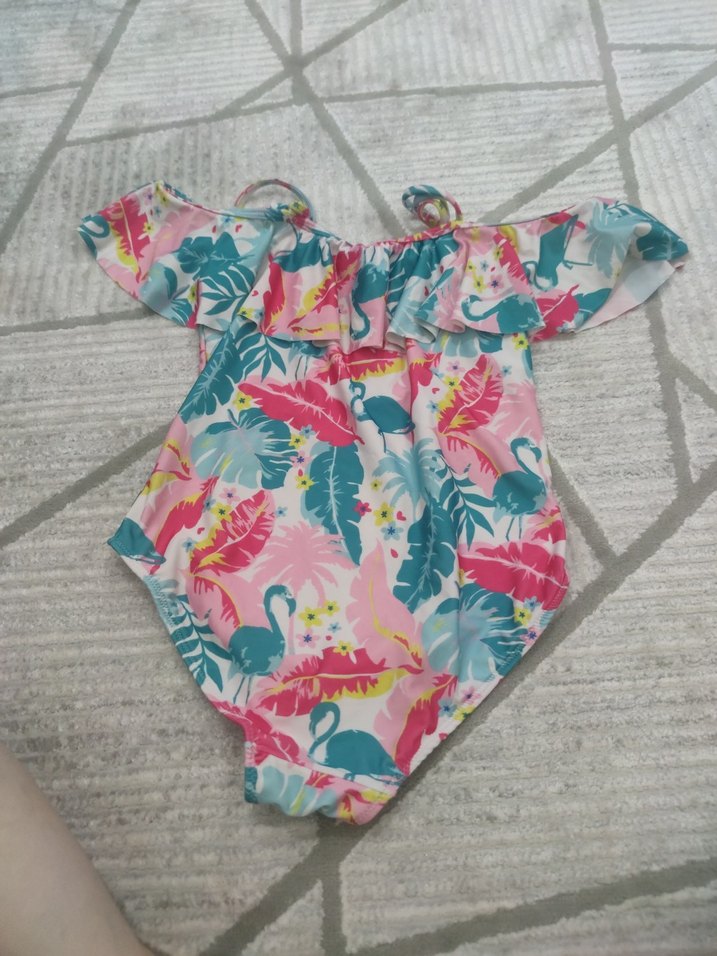 Çiçek Desenli Renkli Kız Çocuk Mayo - Görsel 4