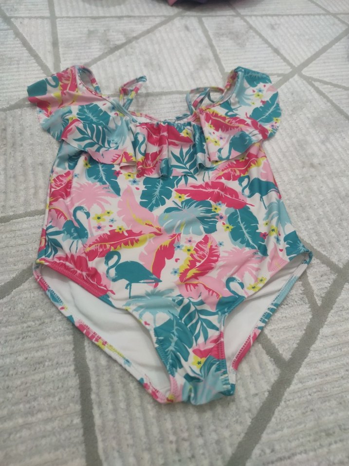 Çiçek Desenli Renkli Kız Çocuk Mayo - Görsel 2