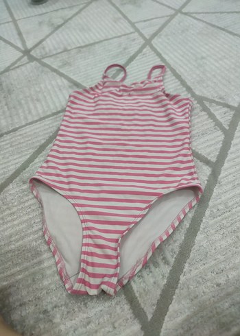 Kız Çocuk Pembe Çizgili Mayo - Görsel 3