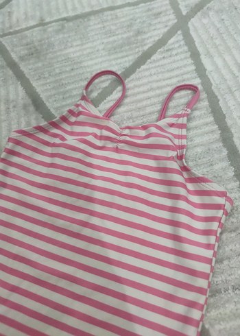 Kız Çocuk Pembe Çizgili Mayo - Görsel 2