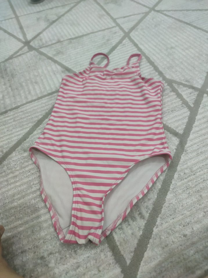 Kız Çocuk Pembe Çizgili Mayo - Görsel 3