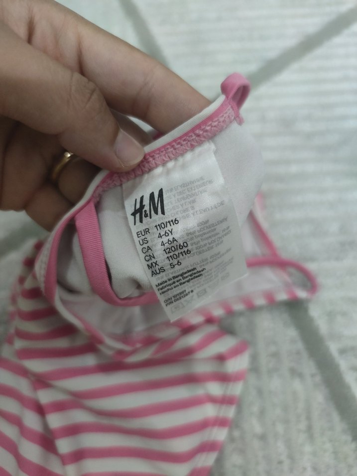 Kız Çocuk Pembe Çizgili Mayo - Görsel 5