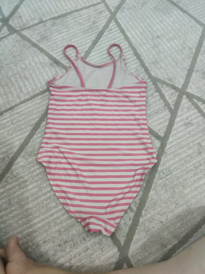 Kız Çocuk Pembe Çizgili Mayo - Görsel 4