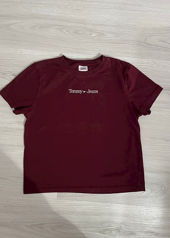 Tommy Hilfiger Bordo Tommy Jeans Kisa Kollu Tisort