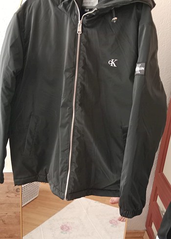Calvin Klein Siyah Kapusonlu Hafif Ceket