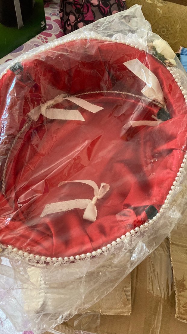 Kırmızı kına tepsisi ve sepeti - Görsel 2