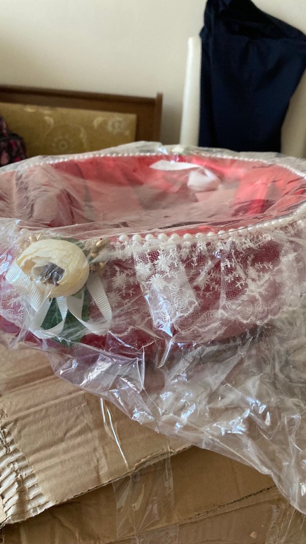 Kırmızı kına tepsisi ve sepeti - Görsel 3