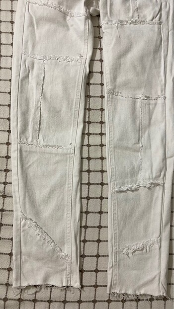 Likralı beyaz kot pantolon - Görsel 2