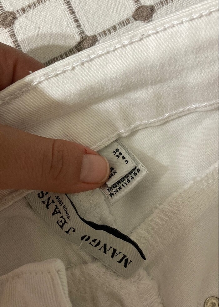 Likralı beyaz kot pantolon - Görsel 3