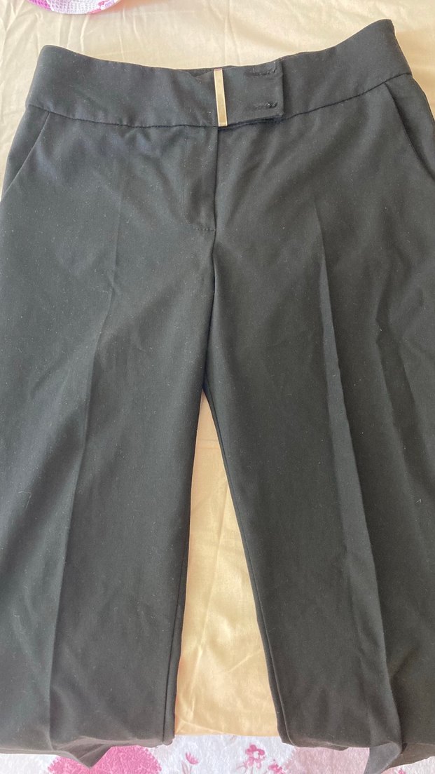 Kadın Siyah Midi Kumaş Pantolon - Görsel 2