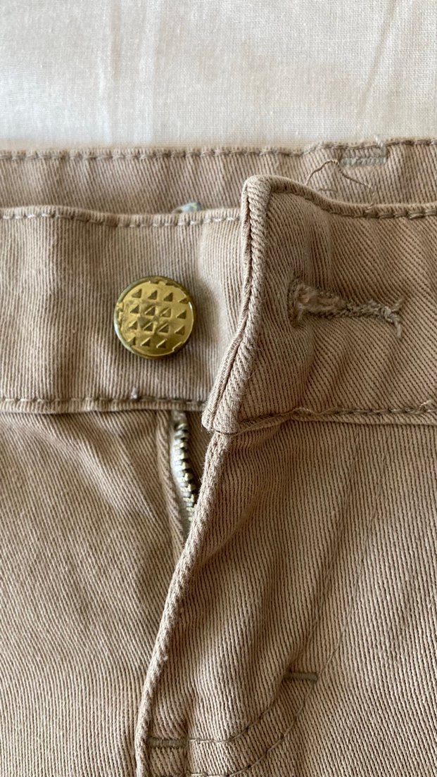 Düğmeli Bej Denim Mini Etek - Görsel 2