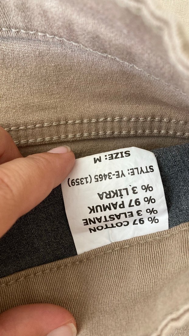 Düğmeli Bej Denim Mini Etek - Görsel 3