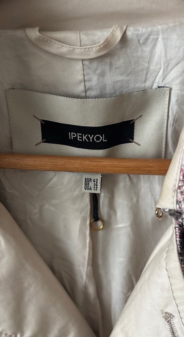 Bej ve Lila Melanj Uzun Trençkot — görsel 2/5
