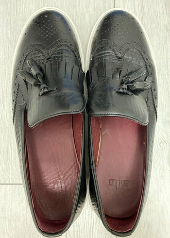 Elle Sik Siyah Deri Brogue Loafer