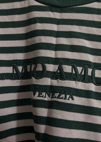 Çizgili Pamuklu Kadın Triko Sweatshirt - Görsel 3