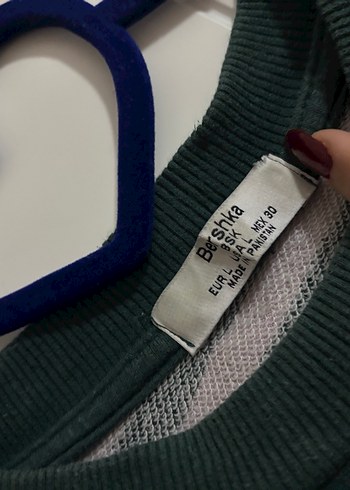 Çizgili Pamuklu Kadın Triko Sweatshirt - Görsel 4