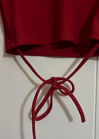 Kırmızı Uzun Kollu Crop Top - Görsel 2