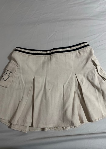 Bej Kemerli Midi Kadın Şort Etek - Görsel 4