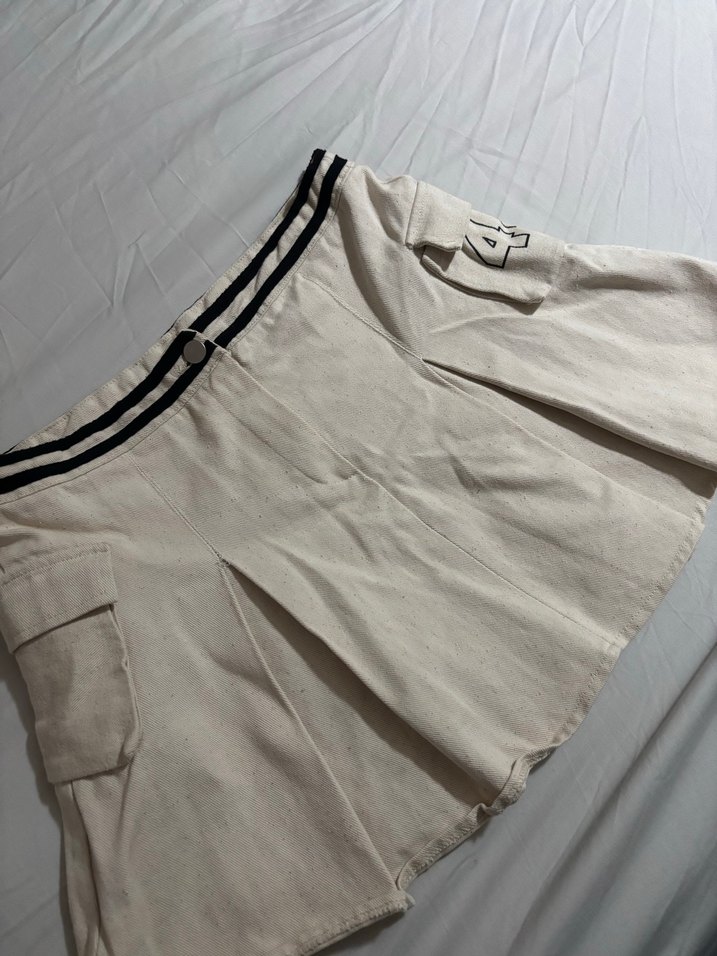 Bej Kemerli Midi Kadın Şort Etek - Görsel 2