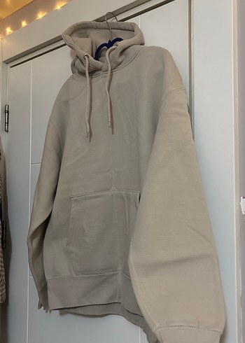 Bej Kapüşonlu Rahat Kesim Kadın Sweatshirt - Görsel 5