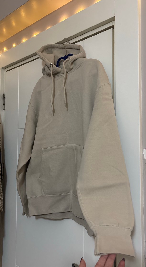 Bej Kapüşonlu Rahat Kesim Kadın Sweatshirt - Görsel 5