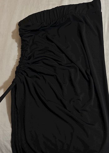 Yırtmaçı Ayarlanabilir Siyah Uzun Etek - Görsel 2