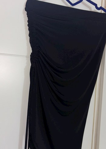 Yırtmaçı Ayarlanabilir Siyah Uzun Etek - Görsel 5